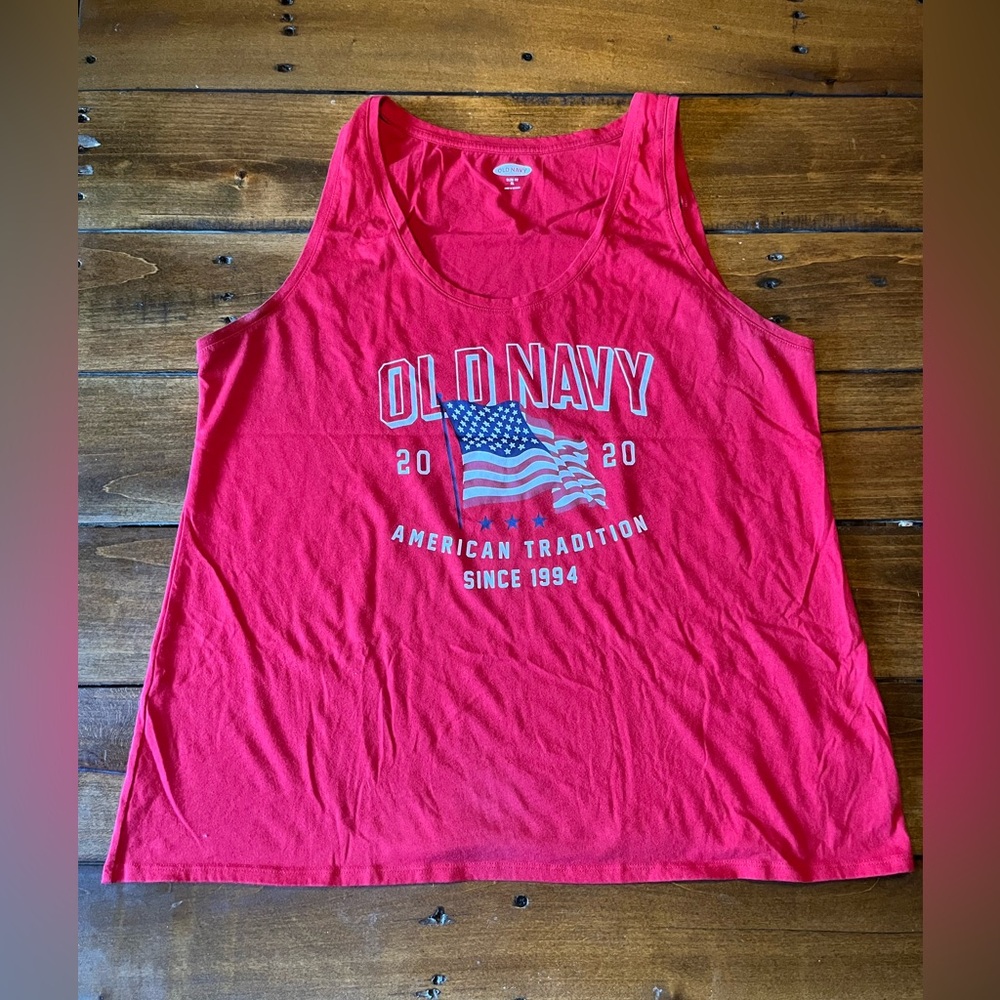 Old Navy Red Graphic Tank with American Flag